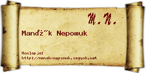 Manák Nepomuk névjegykártya
